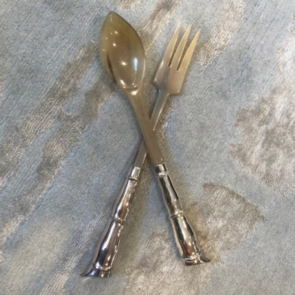 Serving set, silver handles
